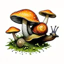 snails mushrooms growing tattoo design idea