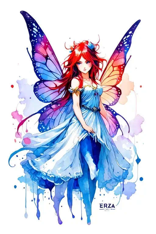erza scarlet fairy tail colourfull tattoo design idea