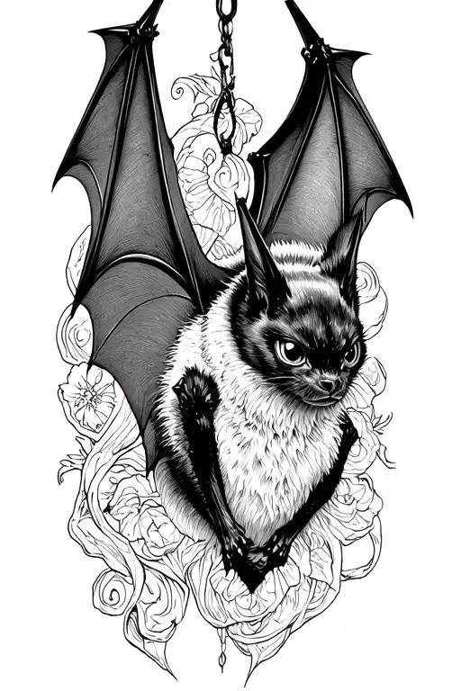 bat hanging upside tattoo design idea
