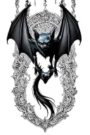 bat hanging upside tattoo design idea