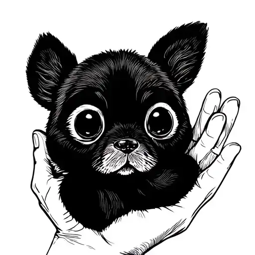 flat linework drawing of a human hand holding a paw, minimalist, 2d, no shadow, simple, no face, no head tattoo design idea