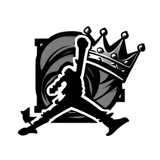 letter j with a Jordan symbol in side the letter j with a crown on top tattoo design idea