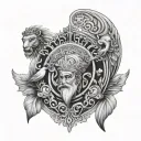 Shoulder tattoo of symbols of ancient Iran, Kroosh and Zoroaster tattoo design idea