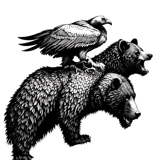 bear with a vulture on the bear's back tattoo design idea