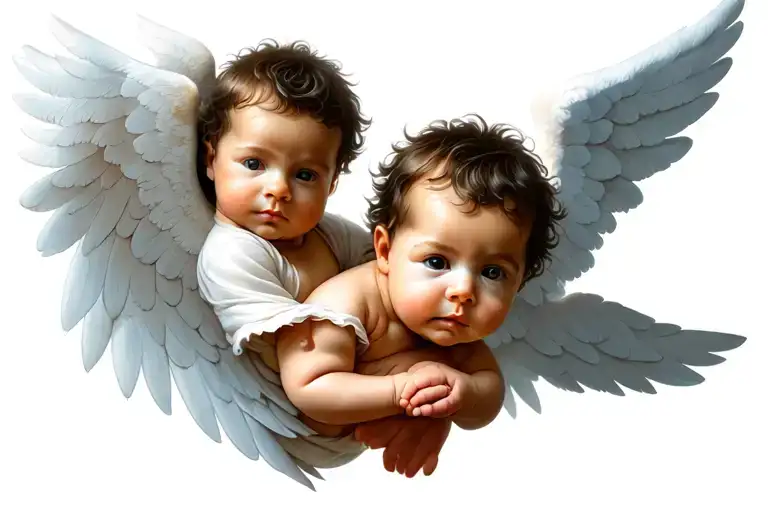baby angel brother in arm tattoo design idea