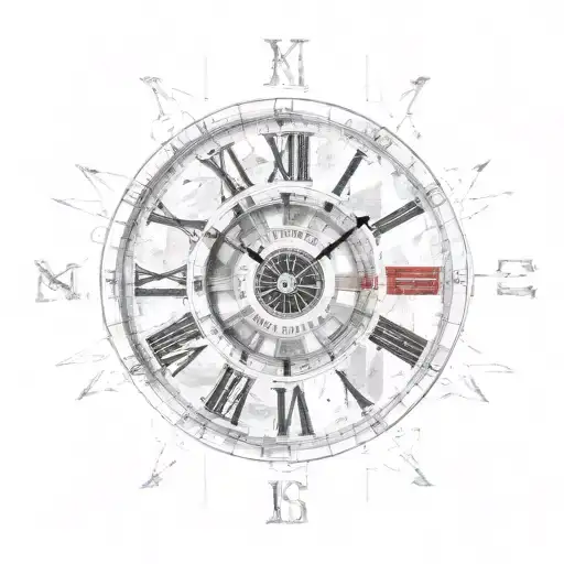 broken Roman numeral clock tattoo design idea
