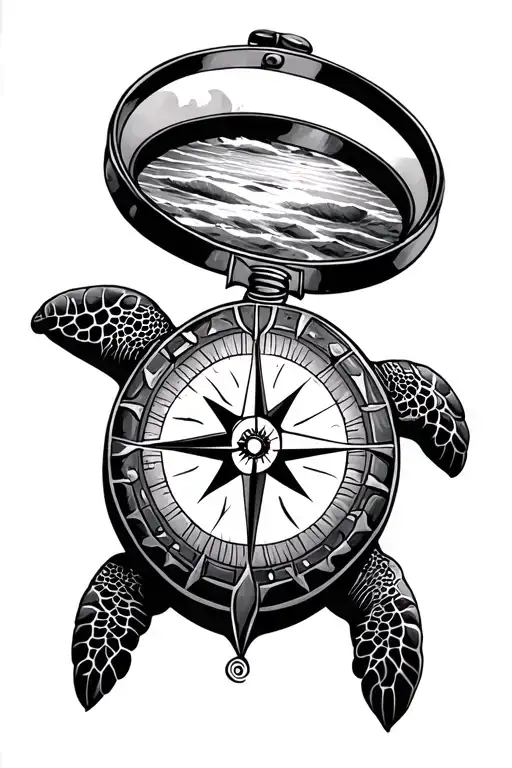 compass sea turtle Ryan kelly tattoo design idea
