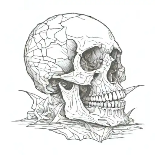 broken jaw skull tattoo design idea