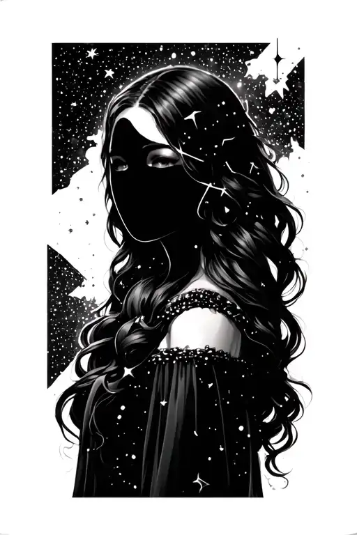 princess andromeda constellation stars no face made tattoo design idea