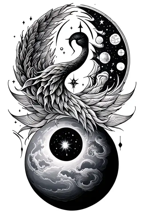 planet Aquarius and virgo zodiac sign tattoo design idea
