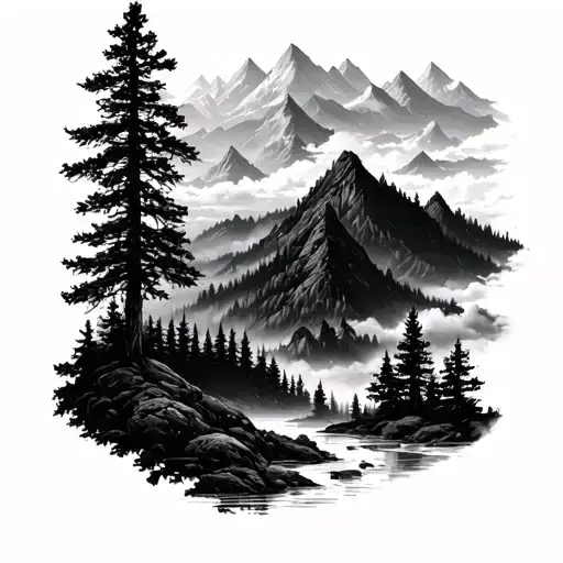 Massive Forest Landscape tattoo design idea