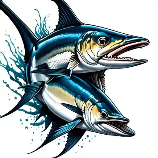 Blue marlin fish tattoo design idea