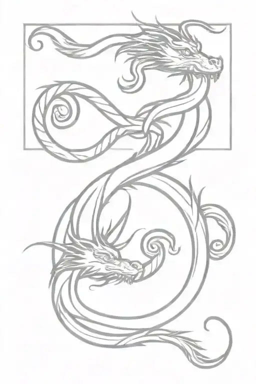 air and water dragon intertwined tattoo design idea
