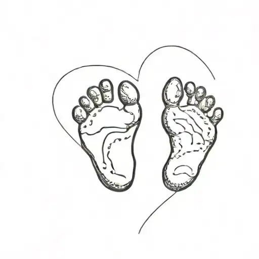 Heart-shaped footprints with the name Laly and the date 01/16/2019 tattoo design idea