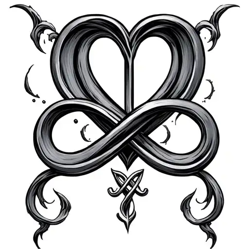 heart and infinity hidden letter TD tattoo design idea