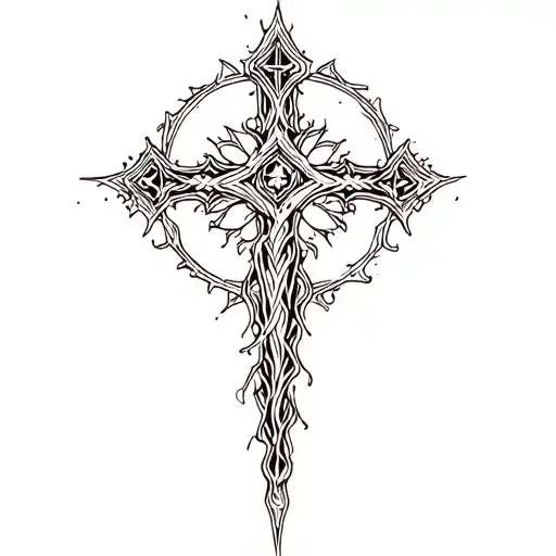 rustic cross tattoo design idea