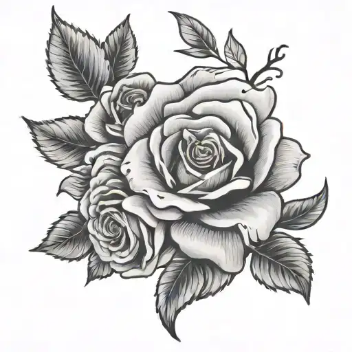 The name Ellie with Roses around it tattoo design idea