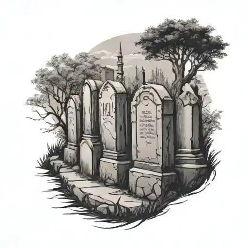 headstones in a line tattoo design idea