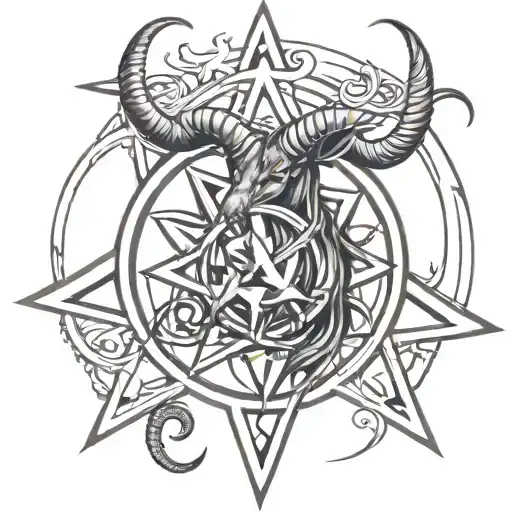 Capricorn pentagram tattoo design idea
