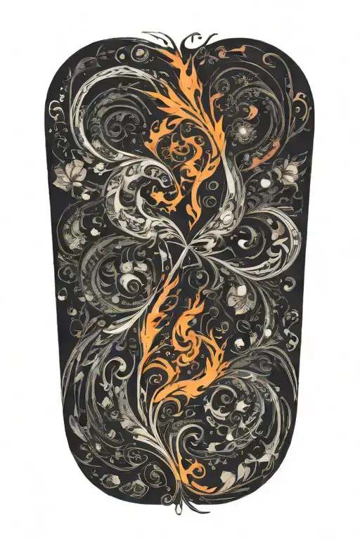 twin flame on fire rising tattoo design idea