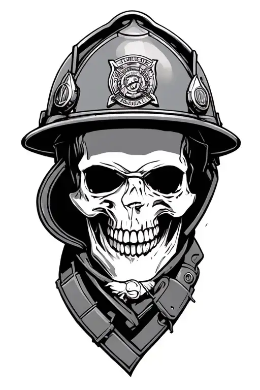 skull firefighter tattoo design idea
