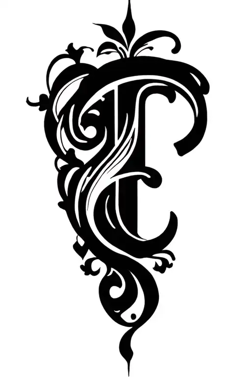 J "loves" E written vertically tattoo design idea