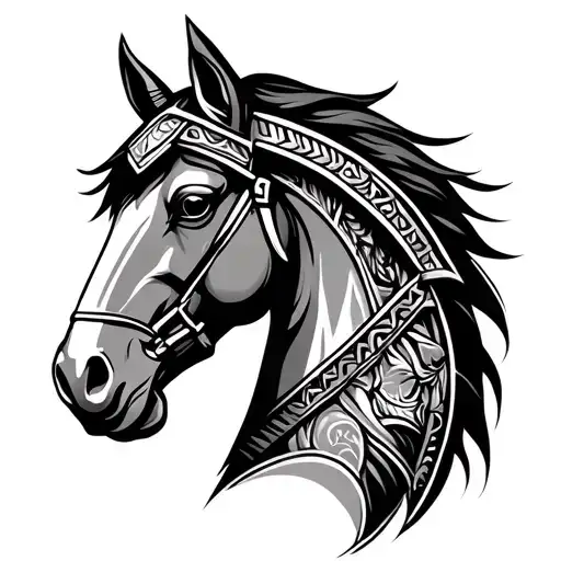 trojan horse head tattoo design idea