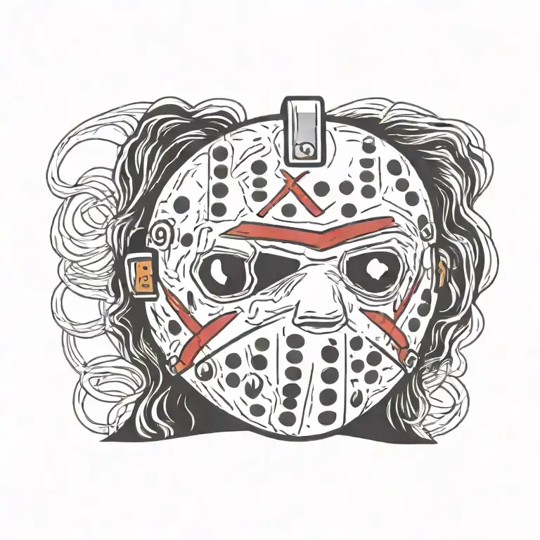 jason Voorhees face mask silly cartoon version tattoo design idea
