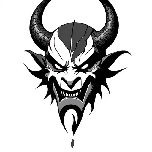 Broken Oni Mask tattoo design idea