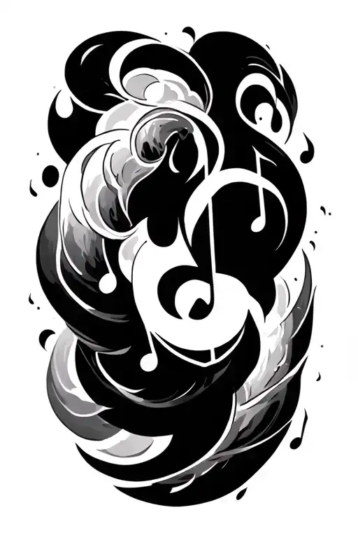 majoras mask spiral dark clouds forming musical notes tattoo design idea