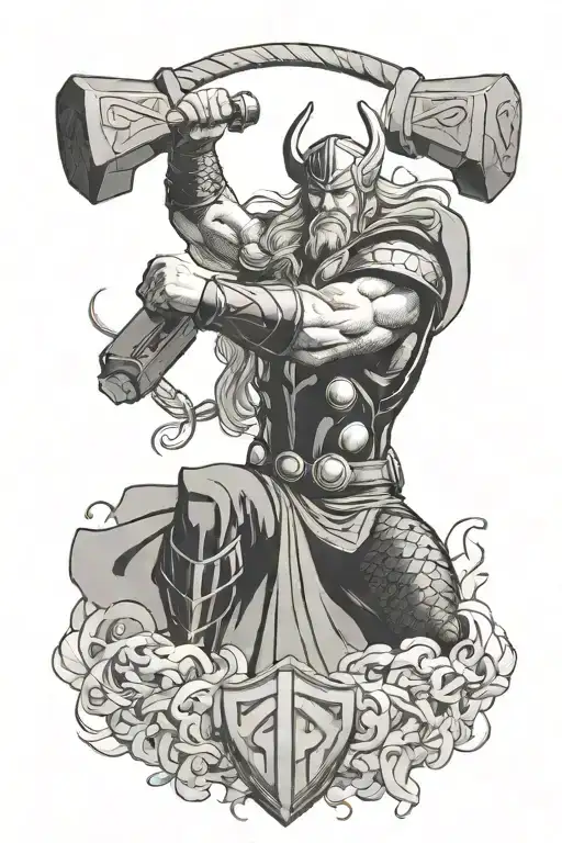 thor god tattoo design idea