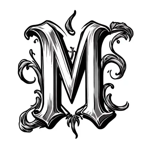 Letter M three times connected by a line forming the letter L tattoo design idea