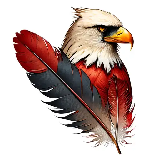 Cardinal feather and eagle feather tattoo design idea