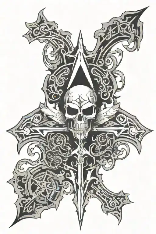 cyber sigilism cross tattoo design idea