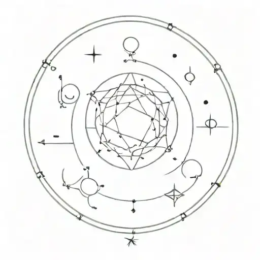 Zodiac Constellation Intertwined With Sagittarius And Libra in The Center And Pisces, Aries and Scorpio On A Circle tattoo design idea