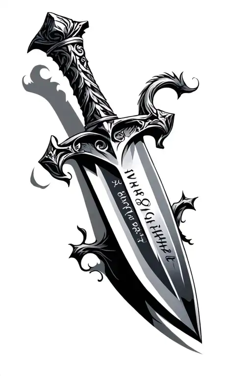 thorfinns dagger with "you have no enemies"  tattoo design idea