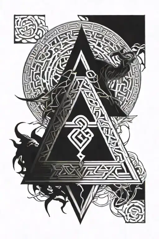 jormungand valknut intertwined , symbolizing the struggle between life and death runes tattoo design idea
