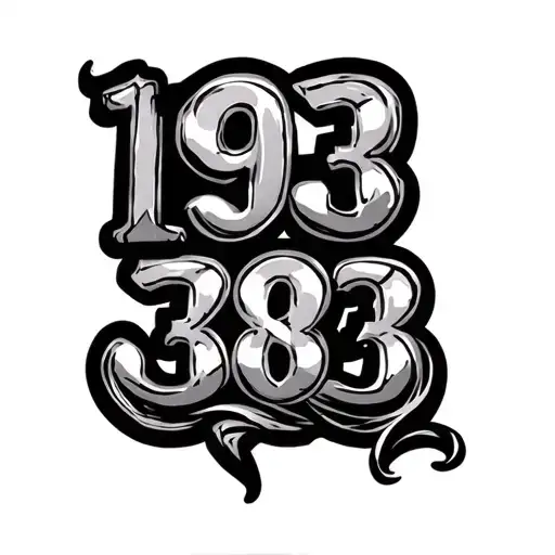 "1983" Number 1983 carved tattoo design idea