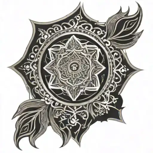 Incorporate ancient Persian symbols of spirituality and god into a tattoo design inspired by old Persian poetry tattoo design idea
