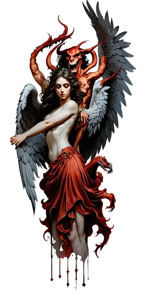 Angel Vs Demon tattoo design idea