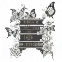 A mystical bookshelf filled with fantasy novels intertwined with blooming flowers and fluttering butterflies tattoo design idea