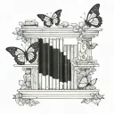 A mystical bookshelf filled with fantasy novels intertwined with blooming flowers and fluttering butterflies tattoo design idea