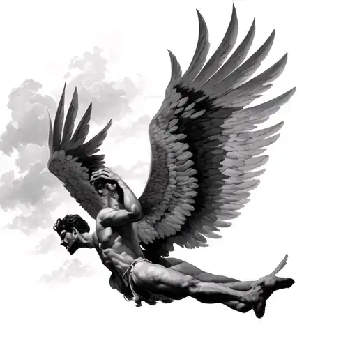 icarus falling from sky tattoo design idea