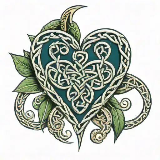 A tattoo design of a Celtic knotwork heart with a Ukrainian vyshyvanka pattern, representing your heritage and love for Ireland tattoo design idea