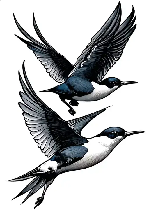 two swallows fine line tattoo tattoo design idea