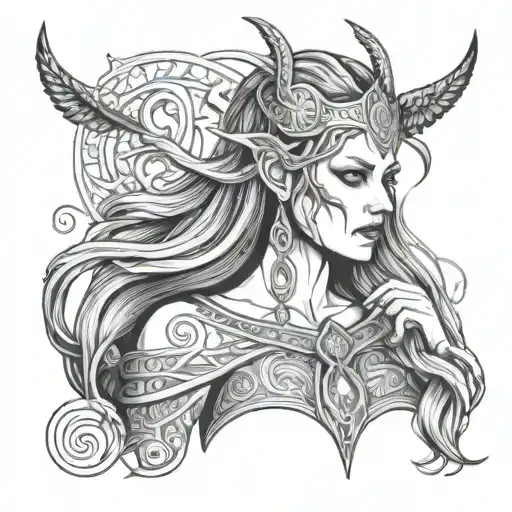 Goddess Hel Norse Pagan tattoo design idea