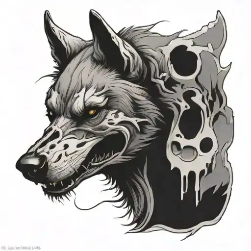 wolf skull tattoo design idea