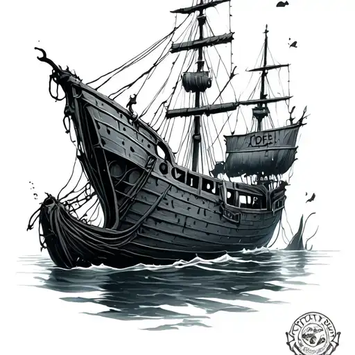 Underwater Shipwreck tattoo design idea