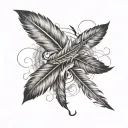 feather combained infinity symbol, one side feather surrounded by birds tattoo design idea