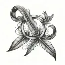 feather combained infinity symbol, one side feather surrounded by birds tattoo design idea